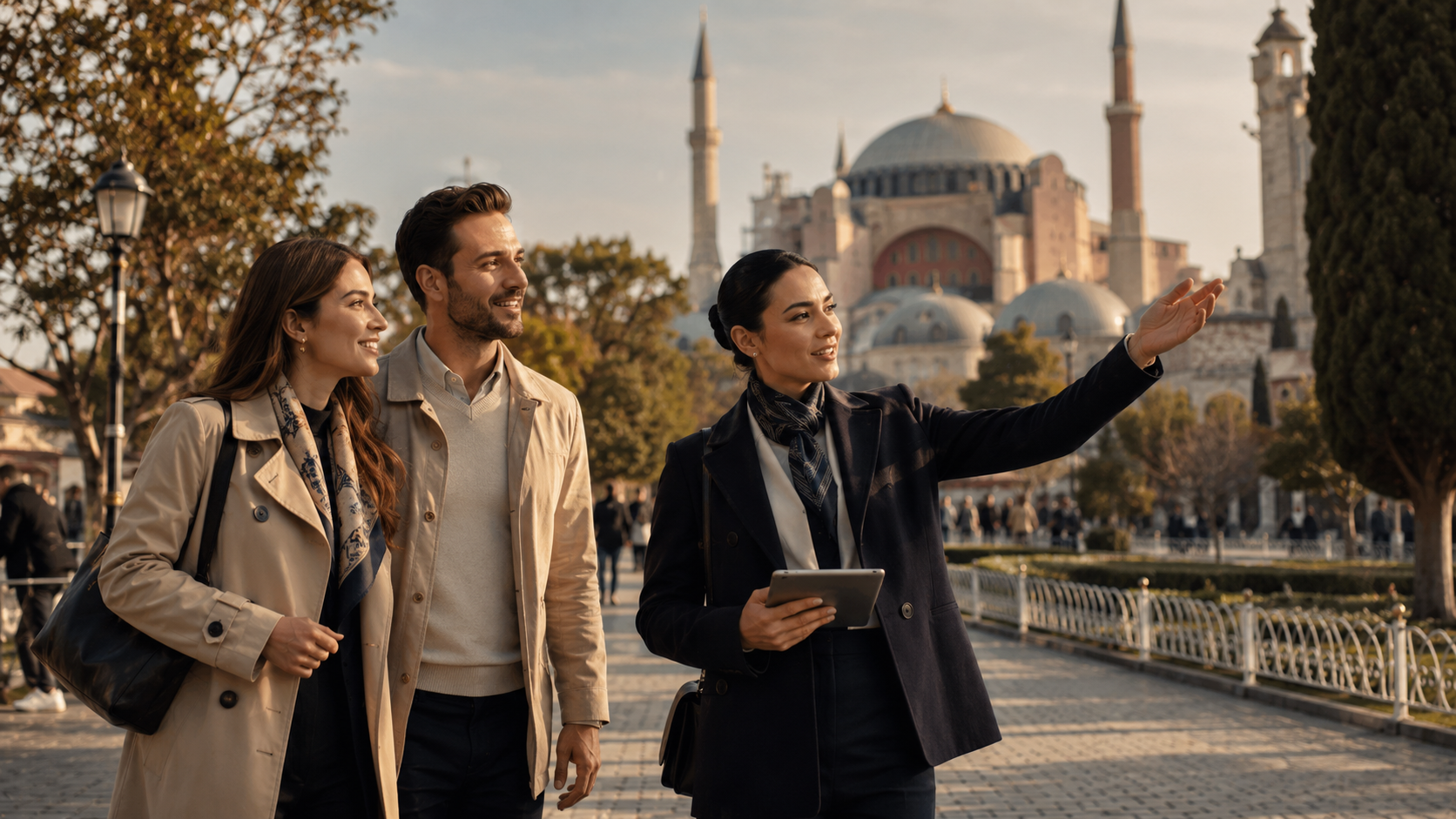 English-speaking guide with travelers near Istanbul landmarks